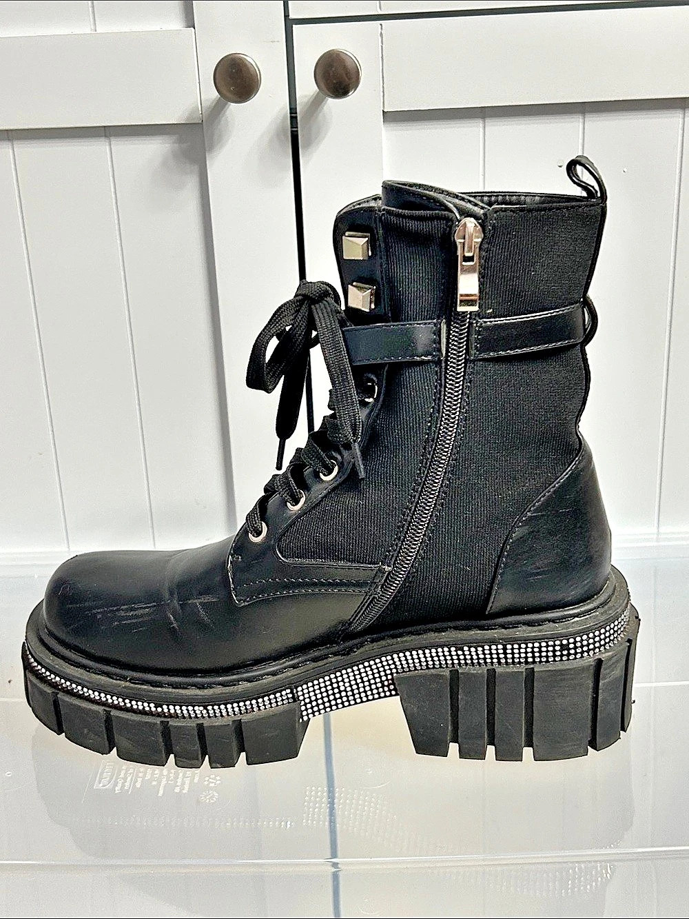 Azalea Wang Black Platform Combat Boots US 8
